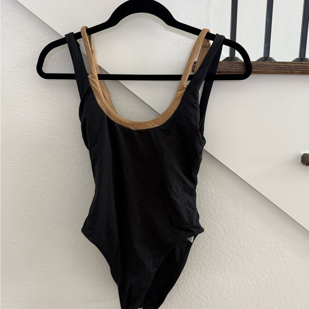 Vitamin A, Elegant Black and Gold Swimsuit